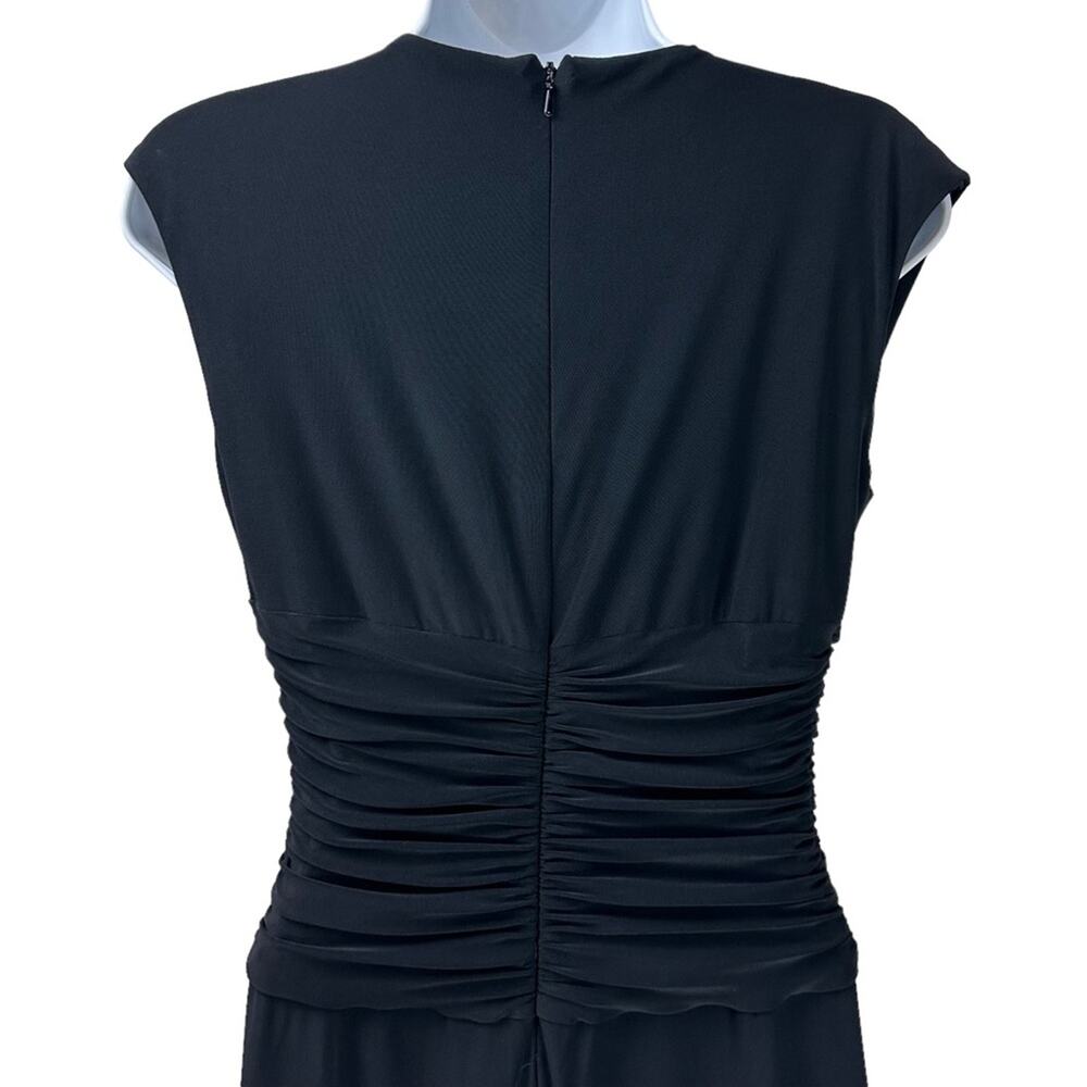 Anne Klein Ruched Buckle Waist Fit Flare Dress Black Size 6 - Picture 3 of 6